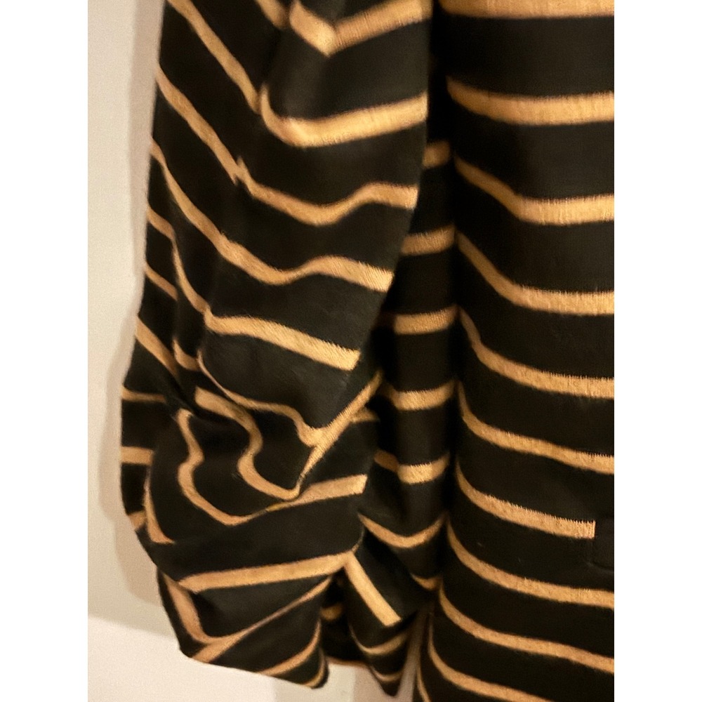 I.N. Studio Womens Black Tan Striped Ruched Sleeve Blazer Jacket Size 6 NEW - Picture 3 of 7